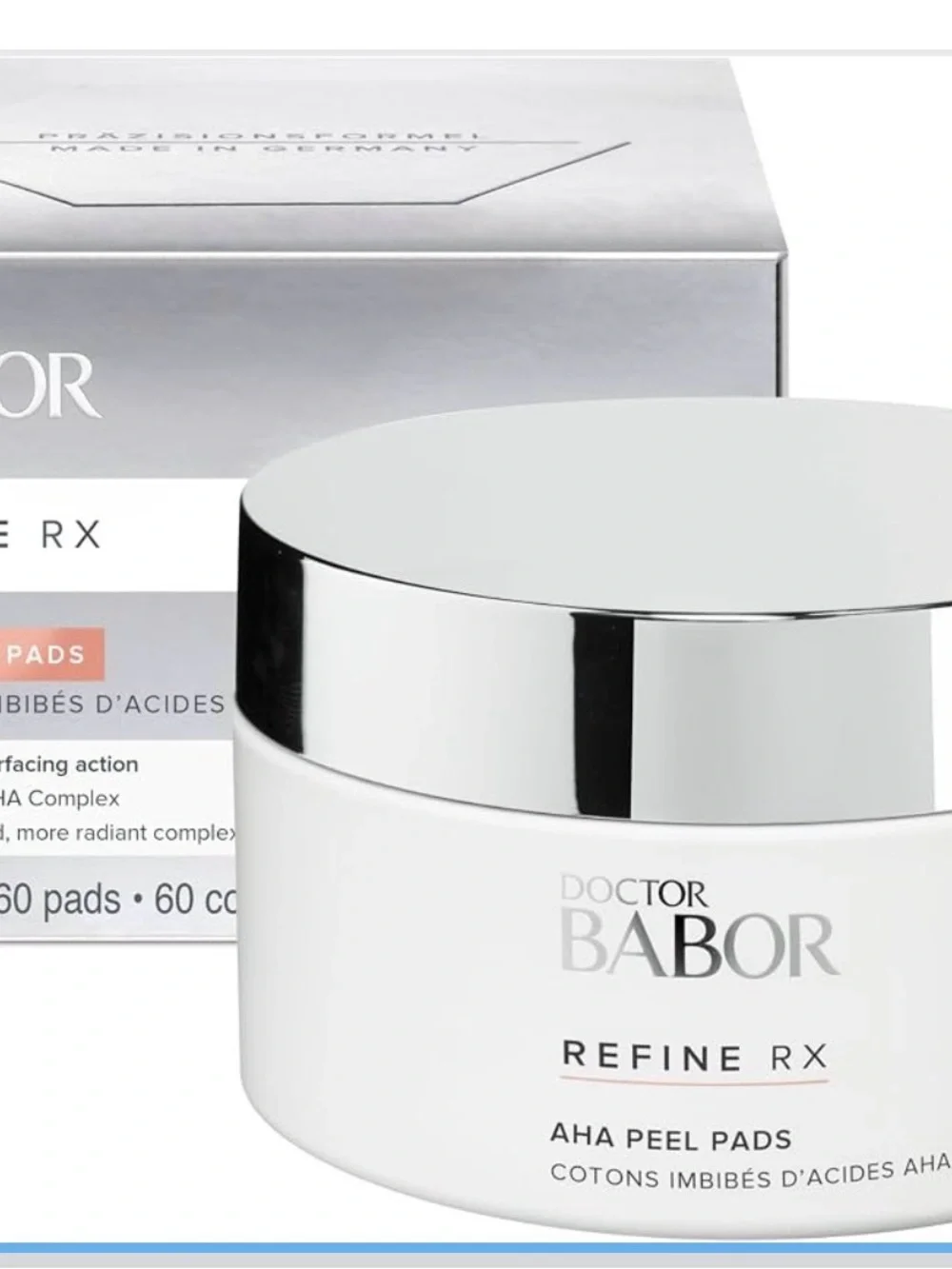 Doctor Babor Refine RX AHA Peel Pads 60ct Glycolic/Lactic Paraben-Free